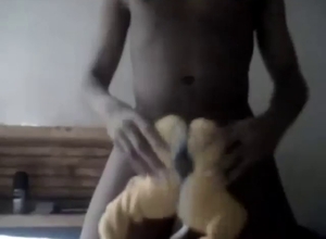 Stuffed rabbit toy used for his zoo pleasure