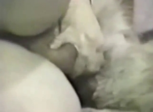 Sexy guy using his dick to keep the dog horny