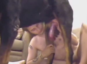 Body on body in a kinky zoophile group vid