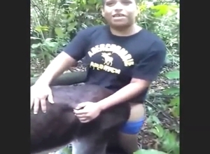 Mare getting fucked by a deranged guy outdoors