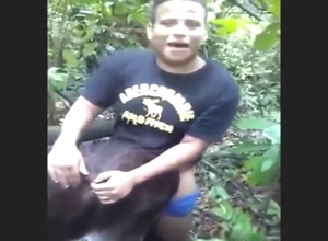 Mare getting fucked by a deranged guy outdoors